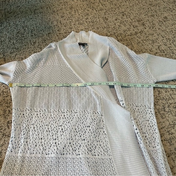 Eileen Fisher Sky Blue 70% Silk Knit 3/4 Sleeve Open-Front Cardigan Size SP - Picture 10 of 12